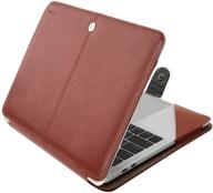 mosiso macbook air and pro 13 📔 case - pu leather folio protective stand cover, brown logo