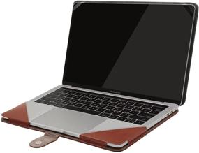 img 1 attached to MOSISO MacBook Air and Pro 13 📔 Case - PU Leather Folio Protective Stand Cover, Brown