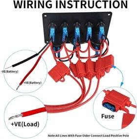 img 1 attached to 🔋 5 Gang Switch Panel with Dual USB Charger, Cigarette Socket & Waterproof Toggle Switches for RV, Marine, Boat, Car, Truck - Green (12-24V)