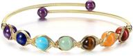 🌈 top plaza 7 chakra bracelet: healing crystal stone beads, adjustable 14k gold plated cuff bracelets for women, perfect girlfriend, mom, or birthday gifts logo