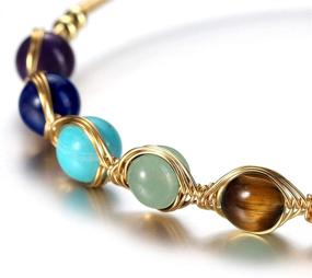 img 3 attached to 🌈 Top Plaza 7 Chakra Bracelet: Healing Crystal Stone Beads, Adjustable 14K Gold Plated Cuff Bracelets for Women, Perfect Girlfriend, Mom, or Birthday Gifts