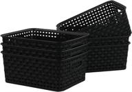 📦 kiddream pack of 6 plastic weave storage basket pantry organizing bin in black logo