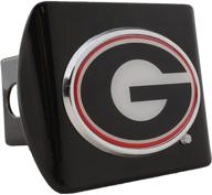 🏫 university of georgia metal hitch cover: colored and domed emblem on black metal logo