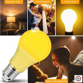 img 3 attached to 🐛 Vibrant LED Yellow Bug Light Bulb - Perfect for Party, Wedding, Halloween, Christmas, Bar Ambiance Decor - A19 Bulb, 5W Equivalent, E26 Base