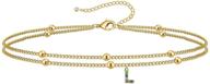 18k gold plated double layered initial anklets for women: gushion ankle bracelets for women teen girls logo