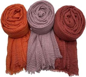 img 4 attached to MANSHU 3PCS Women Scarf Shawl Women's Accessories for Scarves & Wraps
