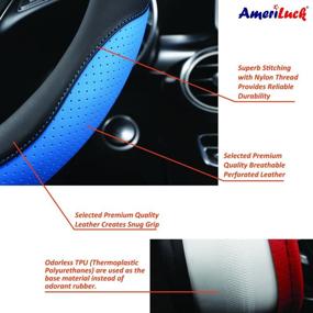 img 2 attached to 🚗 AmeriLuck Universal Car Steering Wheel Cover - 15 inch, Odorless, Breathable, Anti-Slip - Sporty Red and Black Design