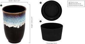 img 1 attached to ☕ Nova Ceramics Reusable Ceramic Travel Mug with Lid, Portable Coffee Cup, Unique to Go Mug, 12oz, Microwavable and Dishwasher Safe, Black with Running Blue Glaze, Monsoon