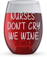 nurses don't cry, we wine funny 15oz crystal stemless wine glass - fun 🍷 wine glasses with sayings, ideal for women, moms, or her on mother's day or christmas логотип