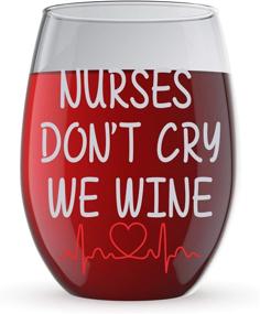 img 4 attached to Nurses Don't Cry, We Wine Funny 15oz Crystal Stemless Wine Glass - Fun 🍷 Wine Glasses with Sayings, Ideal for Women, Moms, or Her on Mother's Day or Christmas