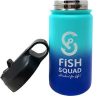 🐠 stainless steel fish squad thermos - kids water bottle with straw, insulated container for children, toddlers, boys - bpa free - 12oz capacity - keeps drinks hot or cold - spill & sweat proof design logo