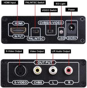 img 3 attached to 🔵 Tendak HDMI to Composite 3RCA AV S-Video R/L Audio Video Converter Adapter Upscaler, Supports 720P/1080P, for PC Laptop Xbox PS3 TV STB VHS VCR Camera Blu-Ray DVD, with RCA/S-Video Cable, in Blue