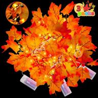 🍁 joiedomi 3 pack 8.2ft thanksgiving lights: fall maple leaves string lights with 20 led warm white lights for autumn garland, home thanksgiving indoor outdoor decor логотип