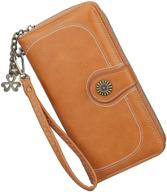 women's leather bifold 👜 wristlet organizer handbags & wallets combo logo