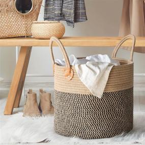 img 3 attached to 🧺 CHICVITA Large Jute Basket - Woven Storage Basket with Handles for Laundry, Toys, Towels, Blankets - Home Decor, 14x14x12 inches