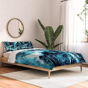 img 1 attached to 🛏️ Deny Designs Cotton Comforter, Queen Size, CayenaBlanca Blue Marble - Enhanced for SEO