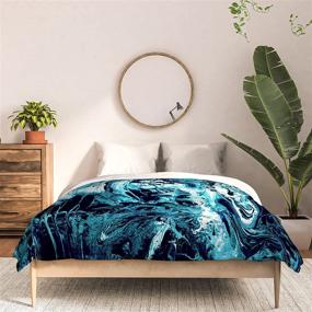 img 2 attached to 🛏️ Deny Designs Cotton Comforter, Queen Size, CayenaBlanca Blue Marble - Enhanced for SEO