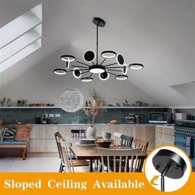 img 2 attached to 💡 Adjustable LED Modern Black Sputnik Chandelier - Nordic Ceiling Lamp Pendant Lights with Remote for Living Room, Bedroom, Dining Room - 3000-6000K Lighting