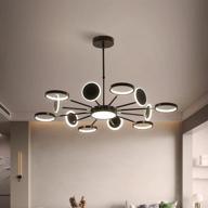 💡 adjustable led modern black sputnik chandelier - nordic ceiling lamp pendant lights with remote for living room, bedroom, dining room - 3000-6000k lighting logo