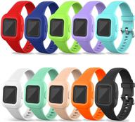 🌈 multicolor-10pack silicone wristband straps for garmin vivofit jr. 3 fitness tracker for kids - water resistant replacement bands compatible with garmin vivofit jr 3 logo