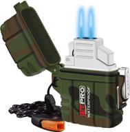 jetpro double torch lighter insert with detachable waterproof case, survival emergency whistle lanyard & flame adjuster - ideal for candle, hiking, camping - perfect for outdoors and indoors - butane not included logo