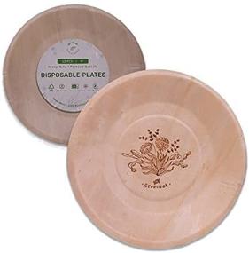 img 1 attached to 🌿 Greeneat Paper Plates Brown 100% Compostable Plate Set with Fancy Print - 25 Pieces Disposable Kitchen Utensils & Party Supplies - Microwave & Freezer Safe - Sturdy Pure Natural Wood (9" Flowers)