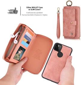 img 3 attached to 📱 AIFENGCASE Google Pixel 5 XL Phone Case Wallet - Women Men Wristlets Clutch Zipper Leather Wallet Flip Case with 14 Card Holder Slots, Magnetic Detachable Back Cover, Pink