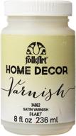 folkart home decor chalk furniture & craft paint: assorted colors, 8-ounce satin varnish - enhance your décor! logo