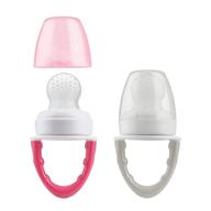 🍼 dr. brown's fresh first silicone feeder, 2-pack, pink & grey logo