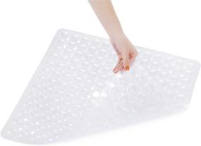 img 3 attached to 🛁 Non-Slip Square Shower Mats - 53 x 53cm/21 x 21inch with Suction Cup, Safety Bathtub Mat for Kids & Elderly, Drain Holes, Machine Washable - Clear White