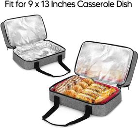 img 2 attached to 👜 Trunab Double Decker Casserole Carrier: Insulated Bag for Hot/Cold Food, Fits 9"x13" Baking Dish - Grey