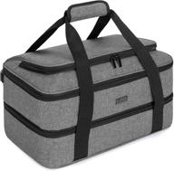 👜 trunab double decker casserole carrier: insulated bag for hot/cold food, fits 9"x13" baking dish - grey logo