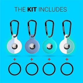 img 1 attached to Airtag Holder Case + Accessories Key Ring Keychain Set, Silicone Airtag Case - 4 Pack (Blue, Turquoise, Fluorescent Blue, Fluorescent Turquoise)
