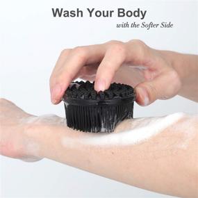 img 1 attached to Heeta Silicone Body Brush for Wet and Dry Brushing - Gentle Exfoliation for Softer, Glowing Skin and Improved Blood Circulation - Black Bath and Body Brush