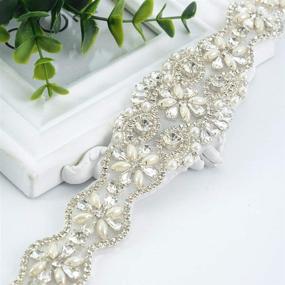 img 3 attached to 💎 Silver Rhinestone Crystal Applique for Bridal Sash, Diamante Embellishment, Wedding Belt RA181 with Pearl Beads - Improved SEO