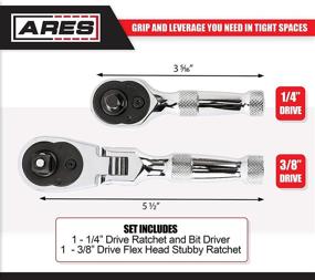 img 3 attached to 🔧 Комплект головок и бит ARES 42042 Stubby с малым ходом и ручкой - изготовлен из премиальной хром-ванадиевой стали и отшлифован до зеркального блеска.