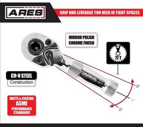 img 2 attached to 🔧 Комплект головок и бит ARES 42042 Stubby с малым ходом и ручкой - изготовлен из премиальной хром-ванадиевой стали и отшлифован до зеркального блеска.