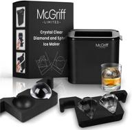 🧊 mcgriff limited crystal clear ice ball maker mold - sphere & diamond molds - ideal for whiskey, bourbon drinking - large round balls, extra silicone giant frozen diamonds - reusable freeze machine gift logo