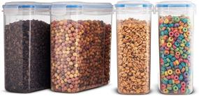 img 2 attached to 🥣 Airtight Cereal & Dry Food Storage Container - 4 Pack for Organizing Kitchen and Pantry - BPA Free, 4L Capacity, Ideal for Flour, Sugar, Rice, Nuts, Snacks, Pet Food & More - 16.9 Cup, 135.5 Ounce