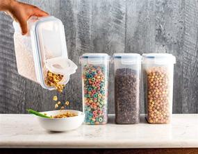 img 1 attached to 🥣 Airtight Cereal & Dry Food Storage Container - 4 Pack for Organizing Kitchen and Pantry - BPA Free, 4L Capacity, Ideal for Flour, Sugar, Rice, Nuts, Snacks, Pet Food & More - 16.9 Cup, 135.5 Ounce