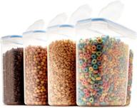 🥣 airtight cereal & dry food storage container - 4 pack for organizing kitchen and pantry - bpa free, 4l capacity, ideal for flour, sugar, rice, nuts, snacks, pet food & more - 16.9 cup, 135.5 ounce логотип