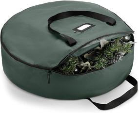 img 4 attached to ZOBER Premium Christmas Wreath Storage Bag - Protect Artificial Wreaths with Dual-Zippered Container & Durable Handles - Holiday Xmas Bag Made of Tear-Proof 600D Oxford (30 Inch, Green)