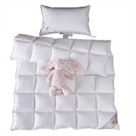🔸 versatile 100% organic cotton toddler travel crib goose down comforter duvet/blanket - washable, unisex kids - all season, 47x60 inches, white logo
