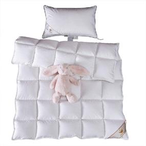 img 1 attached to 🔸 Versatile 100% Organic Cotton Toddler Travel Crib Goose Down Comforter Duvet/Blanket - Washable, Unisex Kids - All Season, 47x60 inches, White