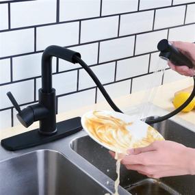 img 1 attached to Modern Peppermint Matte Black Kitchen Sink Faucet with Pull Down Sprayer – Sleek Single Lever Black Faucet with Pull Out Spray for Stylish Low Profile Kitchen Sink