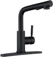 modern peppermint matte black kitchen sink faucet with pull down sprayer – sleek single lever black faucet with pull out spray for stylish low profile kitchen sink logo