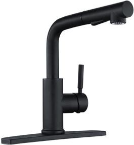 img 4 attached to Modern Peppermint Matte Black Kitchen Sink Faucet with Pull Down Sprayer – Sleek Single Lever Black Faucet with Pull Out Spray for Stylish Low Profile Kitchen Sink