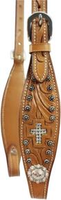 img 1 attached to 🐎 Tahoe Tack Crystal Cross Western Slip Ear Headstall - Hand-Tooled, Various Sizes Offered