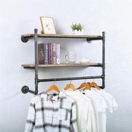 👔 versatile industrial pipe clothing rack with real wood shelf - rustic retail garment rack for stylish display and efficient organization - 36in steam punk commercial clothes racks логотип