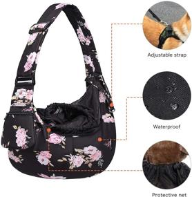 img 3 attached to 🐶 MOSISO Camellia Dog Cat Sling Carrier - Hands Free Adjustable Pet Tote Bag with Padded Strap, Breathable Polyester Soft Travel Shoulder Bag for Small Dog Cat - Includes Front Pocket